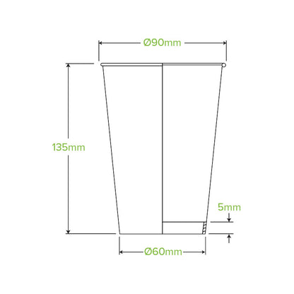 16oz Stone Aqueous Single Wall Takeaway Cups - 1 Carton