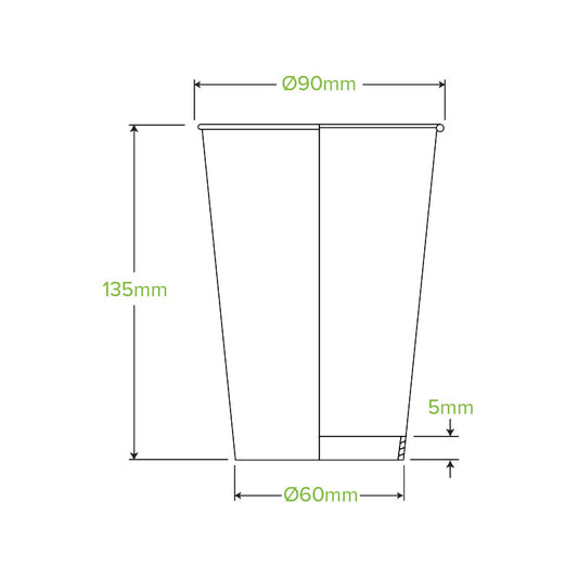 16oz Stone Aqueous Single Wall Takeaway Cups - 1 Carton