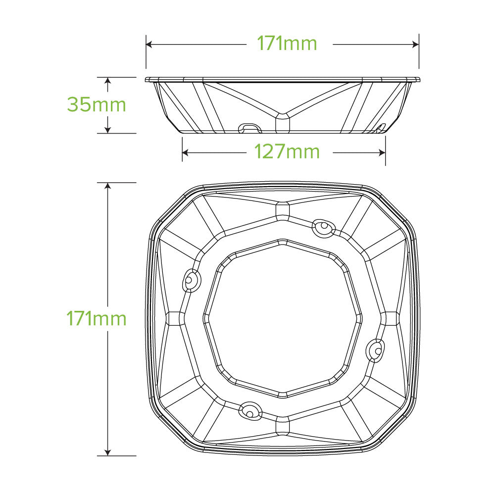 500ml Bagasse Octagonal Containers - 1 Carton