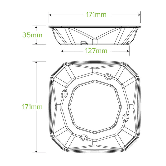 500ml Bagasse Octagonal Containers - 1 Carton