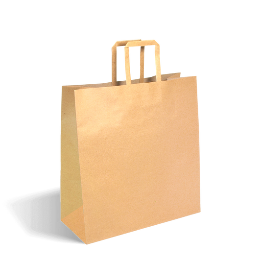Medium Premium Kraft Paper Bags Flat Handle - 1 Carton