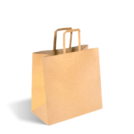 Small Premium Kraft Paper Bags Flat Handle - 1 Carton