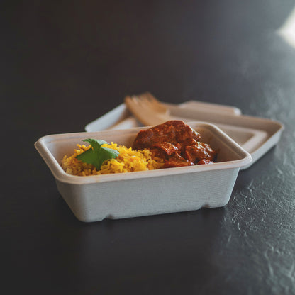 Natural Bagasse Rectangular Containers - 1 Carton