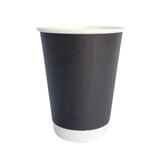 12oz Black Double Wall Takeaway Cups - 1 Carton