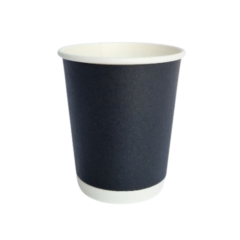 8oz Black Double Wall Takeaway Cups - 1 Carton