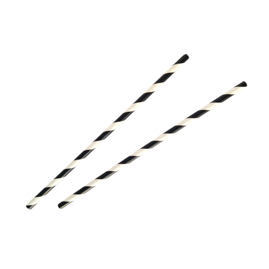 6mm Black Stripe Paper Straws - 1 Carton