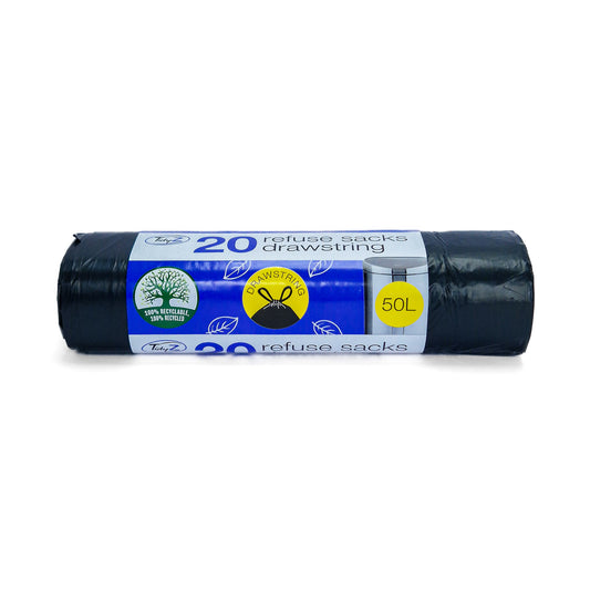 Bin Liners Black - Drawstring 50L