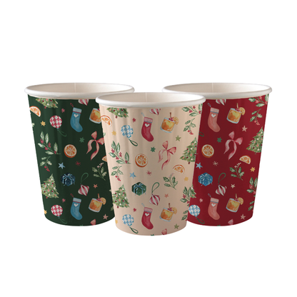 12oz Christmas Double Wall Takeaway Cups - 1 Carton
