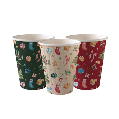 8oz Christmas Double Wall Takeaway Cups - 1 Carton