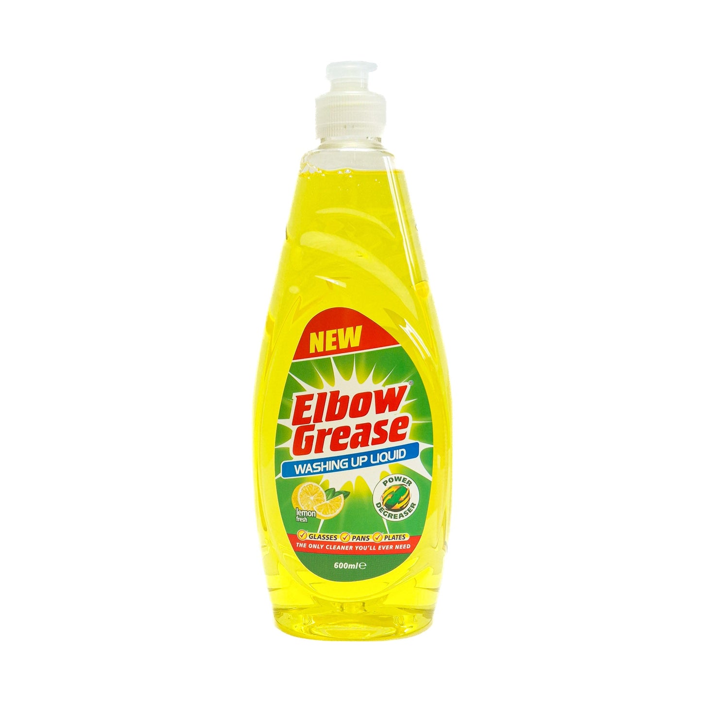 Elbow Grease Washing Up Liquid Lemon 600ml - Bulk Pack of 6