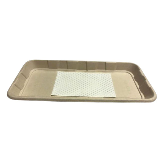 Compostable Meat Trays with Pad (265x135x20mm) - 1 Carton