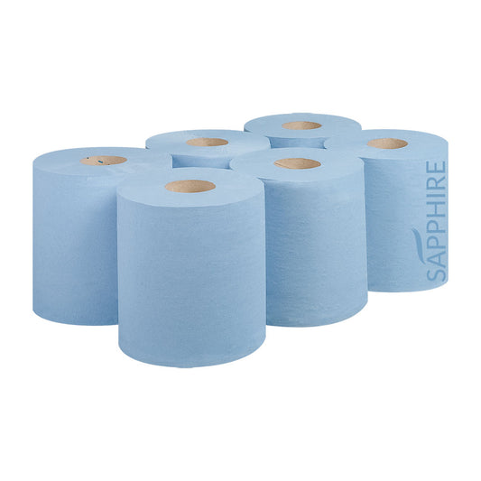 Blue Centrefeed Roll Flat (18.5cm x 150m) - 6 Pack