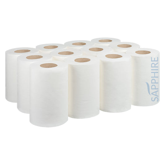 White Mini Centrefeed Roll Flat (18.5cm x 60m) - 12 Pack