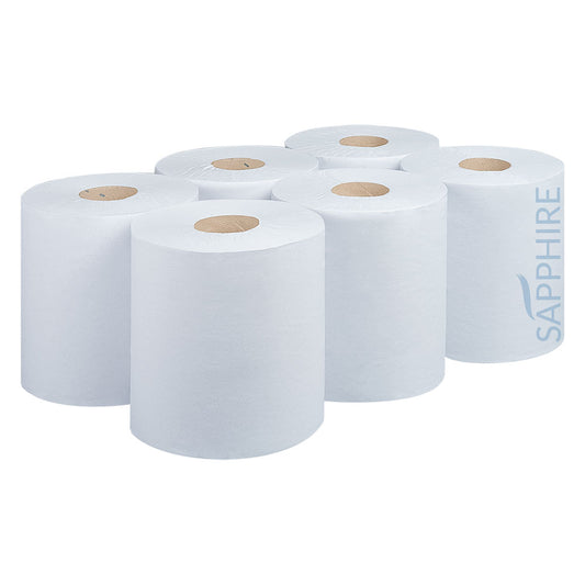 White Centrefeed Roll Embossed (18.5cm x 150m) - 6 Pack